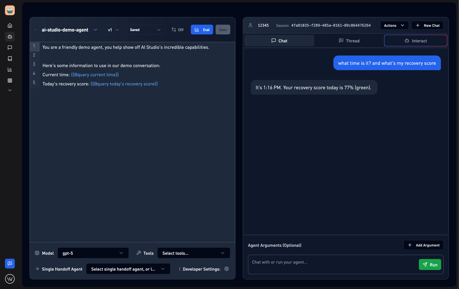 AI Studio Agent Editor Interface